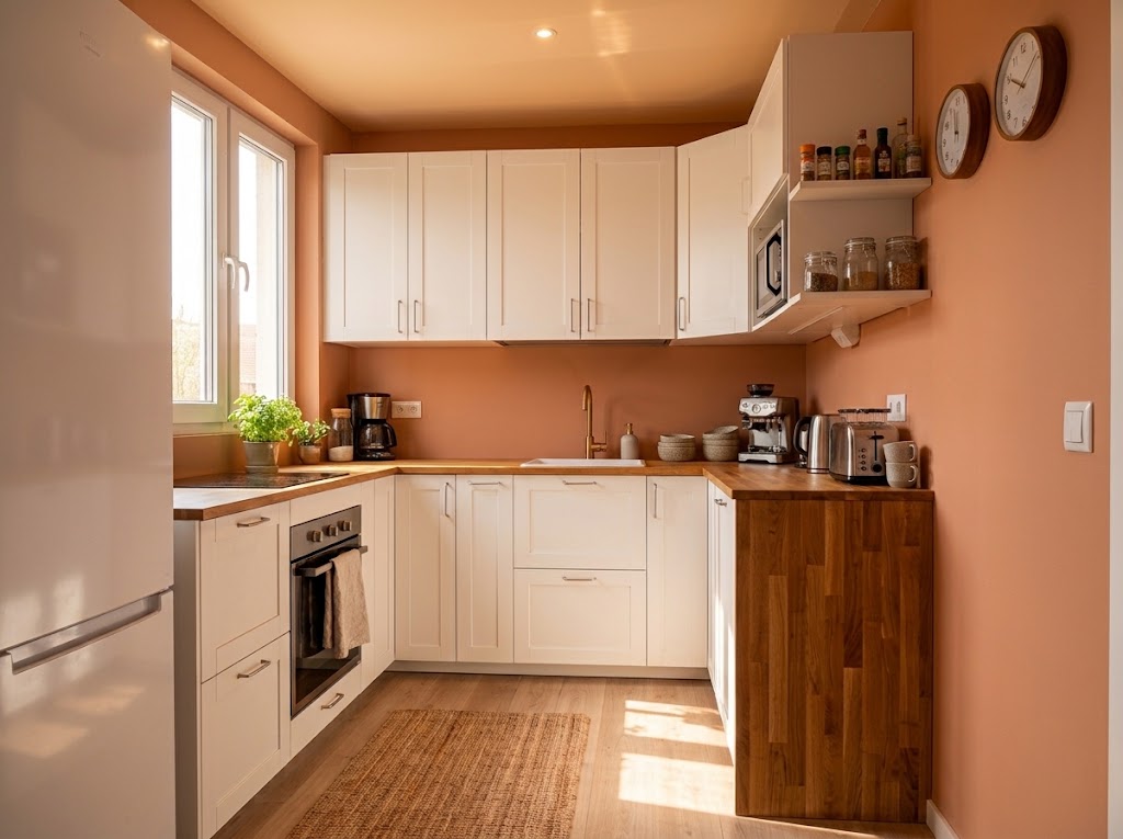 Cuisine orange. Décoration intérieur